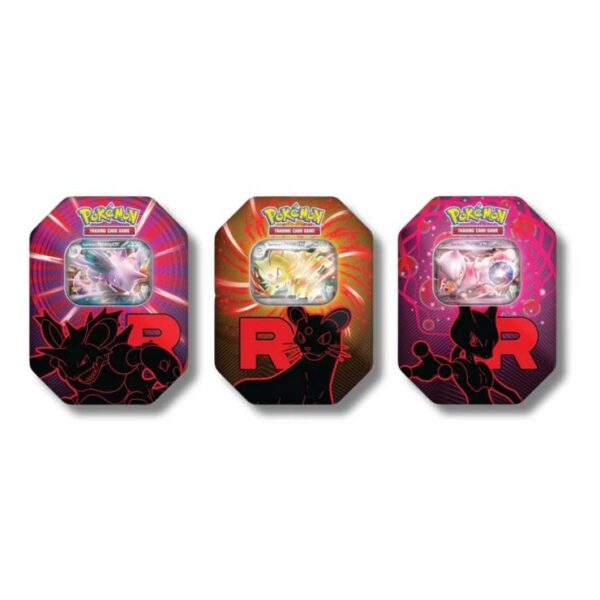 Cartas Pokémon TCG Lata Team Rocket (Nidoking Persian Mewtwo EX)